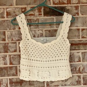 Francesca's Mable Ivory Crochet Tank Top